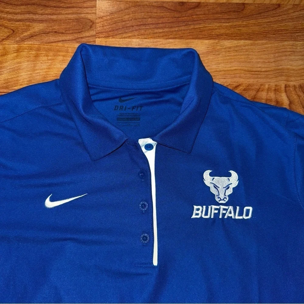 Rare Style Women’s NIKE DRI-FIT Authentic UB/BUFFALO BULLS Blue POLO/Golf SHIRT